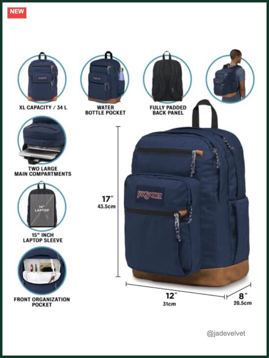 Laptop Backpack with 15-Inch Sleeve, 2 Compartments, Ergonomic Straps, Faux